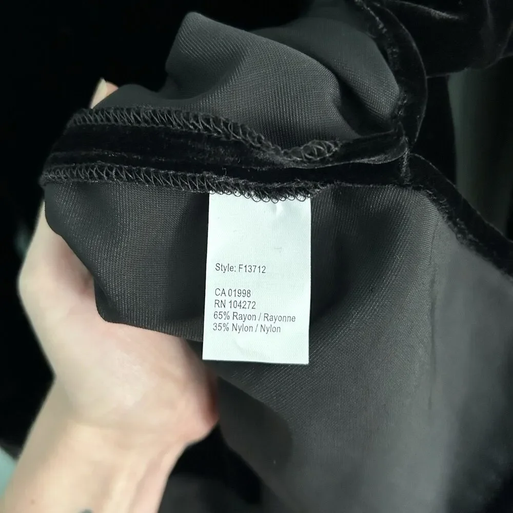 Vtg Spanner Black Velvet‎ Button Up Blouse 8 Whimsigoth Witchy 90s Y2K Gothic - Picture 6 of 10